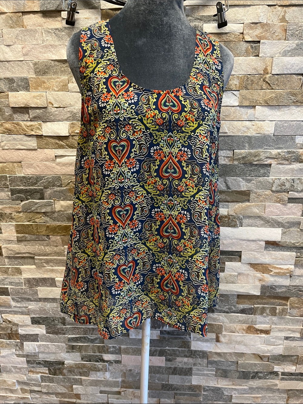 Daniel Rainn Navy Multicolor Sleeveless Printed Tank